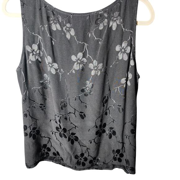 Spencer Alexis Sz L Vtg 90 Y2K Black Burnout Floral Side Slit Tank Whimsygoth - Picture 3 of 7